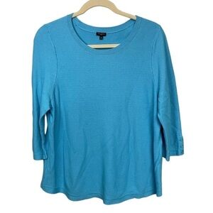 Talbots Waffle Knit Button Accent Sweater Turquoise Teal Blue 3X